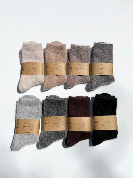 Fluffy Angora Socks - Neutral Colours