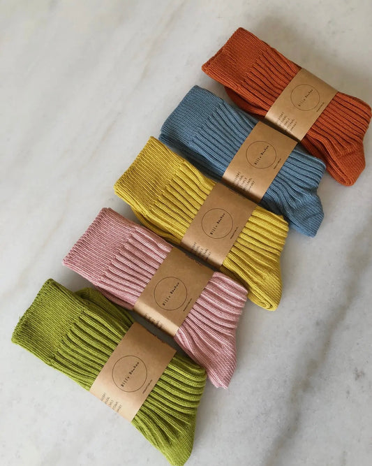 Ribbed Cotton High Socks