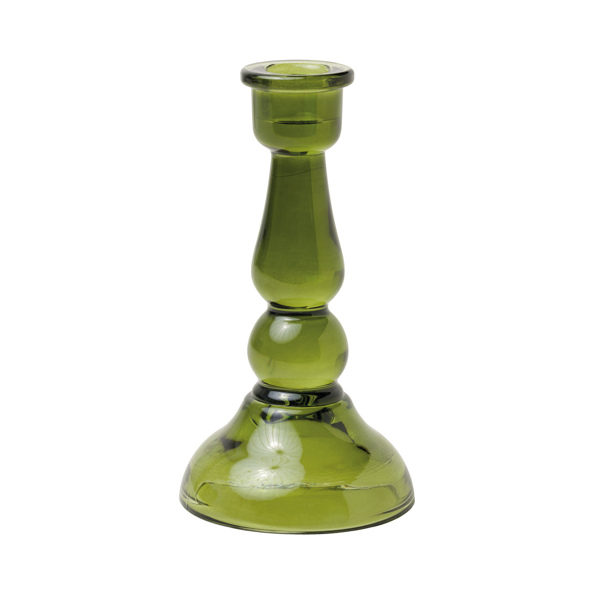 Glass Taper Candle Holder - Dark Green