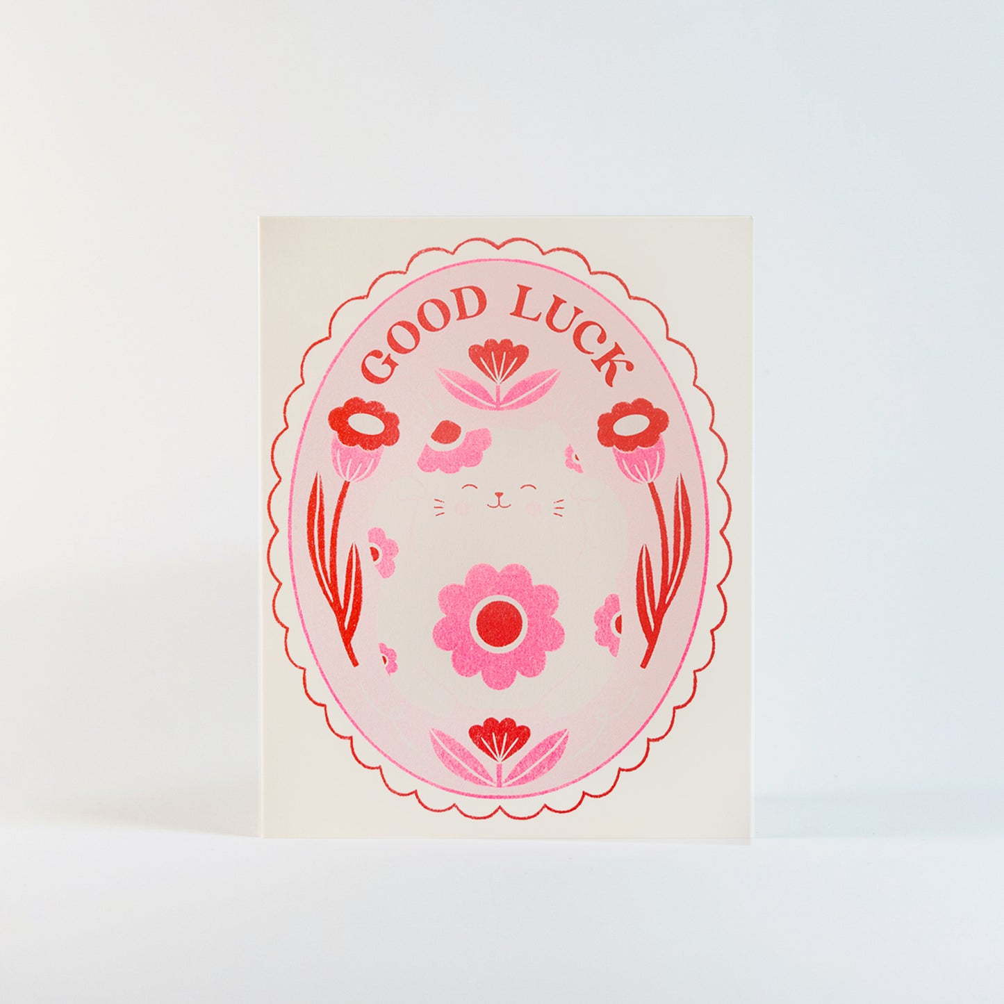 Lucky Cat | Risograph Greeting Card