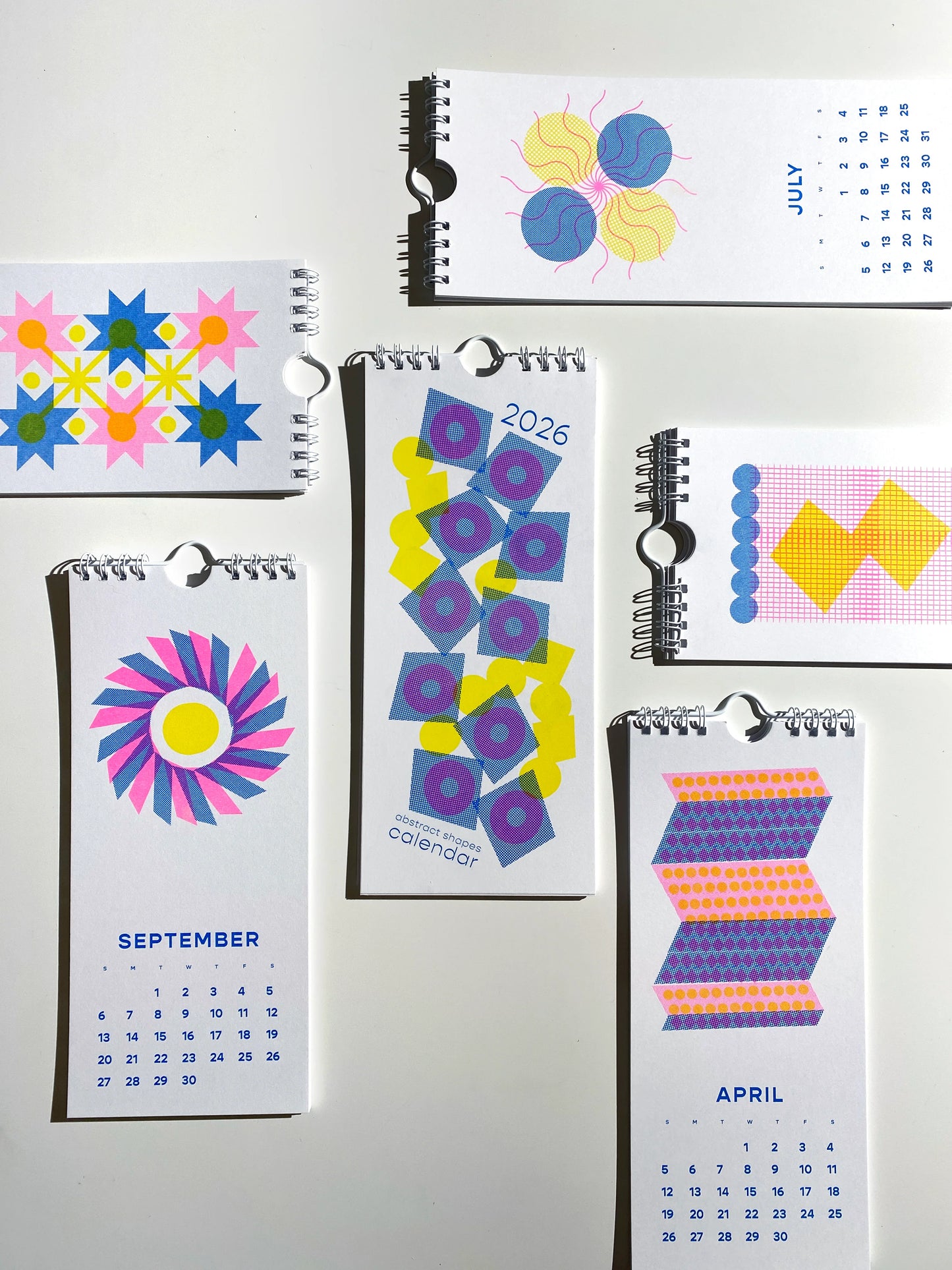 2026 Abstract Shapes - Modern Risograph Wall Calendar