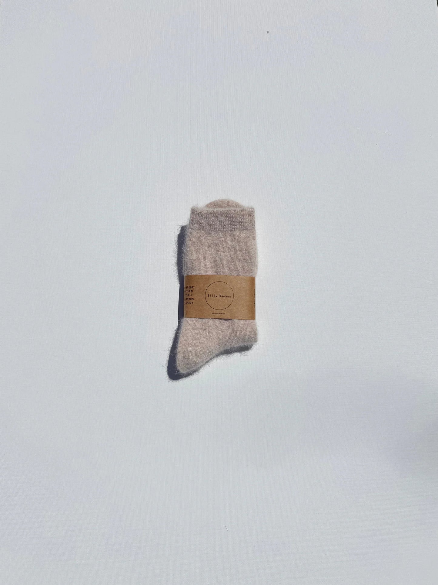 Fluffy Angora Socks - Neutral Colours