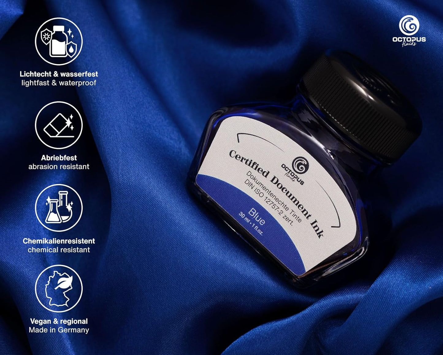 Octopus Fluids Document Ink, Blue 30ml
