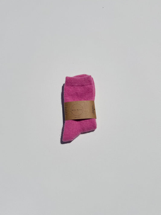 Fluffy Angora Socks - Pink Ruby
