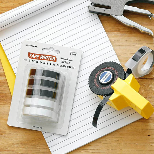 Tape Embosser Refills, Black & White