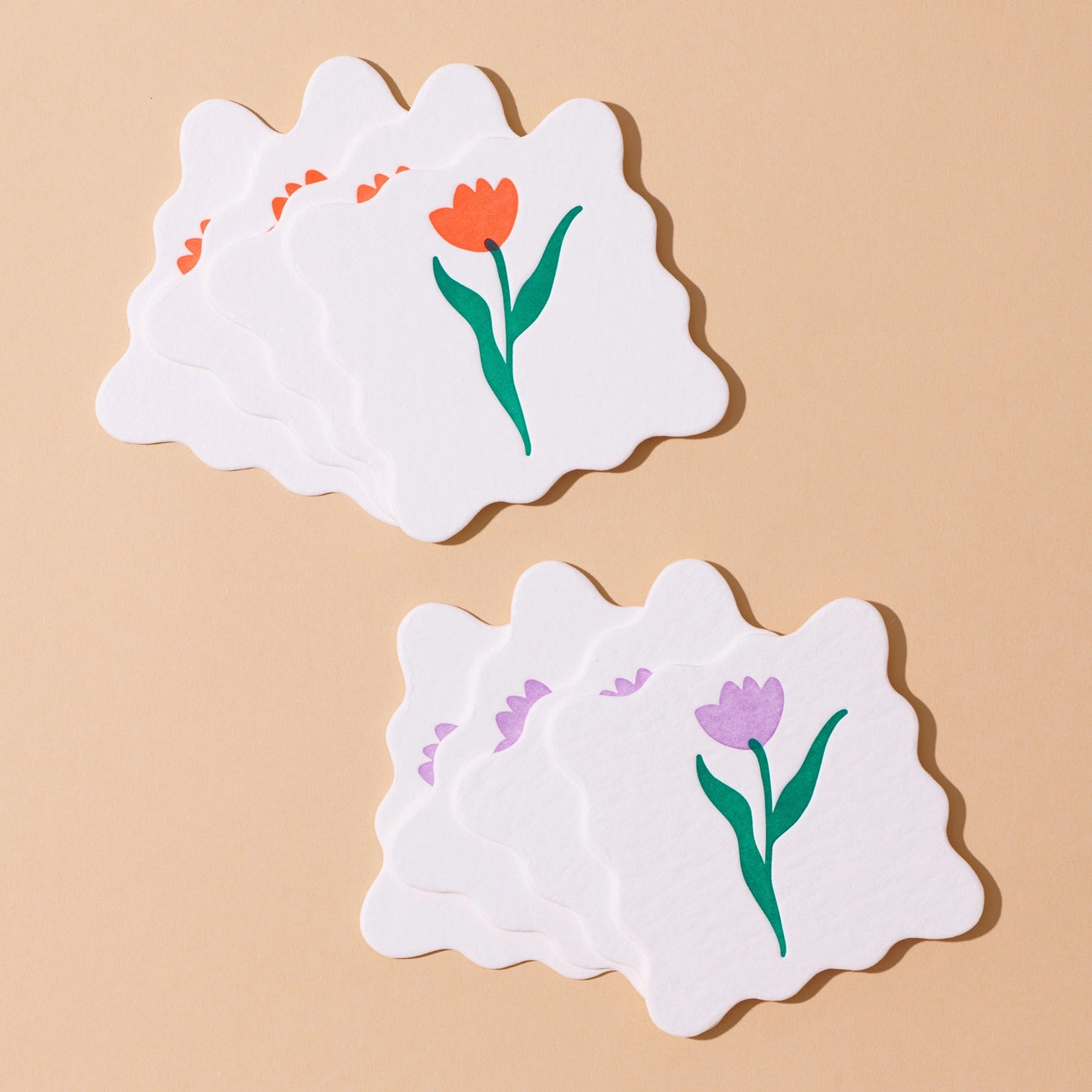 Reusable Letterpress Coasters - Printemps Tulips