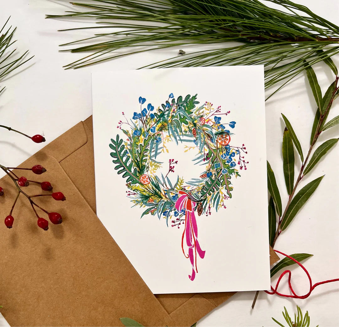Fluffy Wreath - Greeting Card