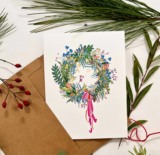 Fluffy Wreath - Greeting Card