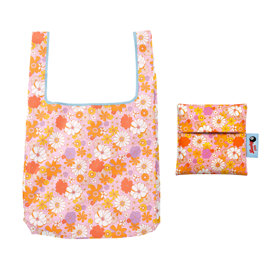 Pastel Retro Floral - Foldable Reusable Bag