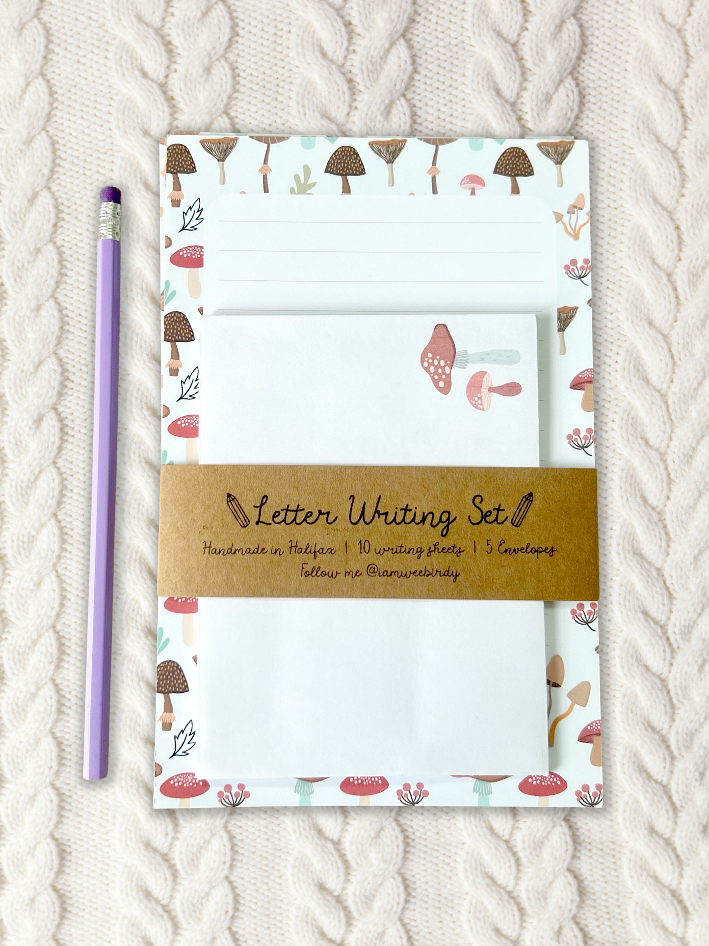 Mushroom Letter Writing Set - 10 Sheets + 5 Envelopes