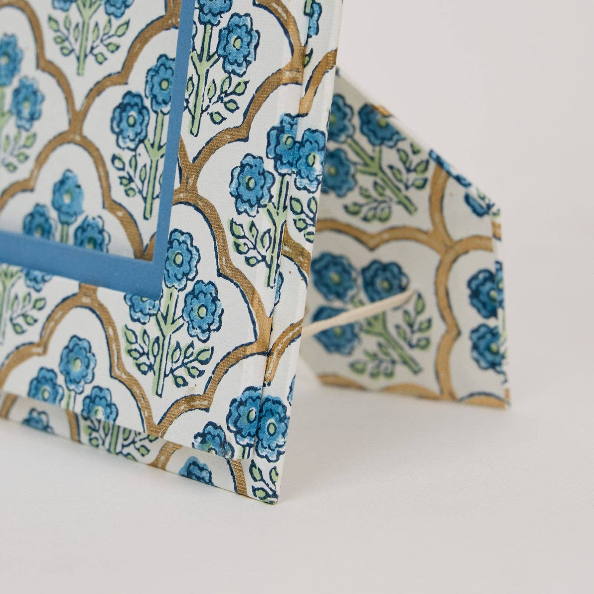 Block Printed Picture Frame - Trellis Indigo