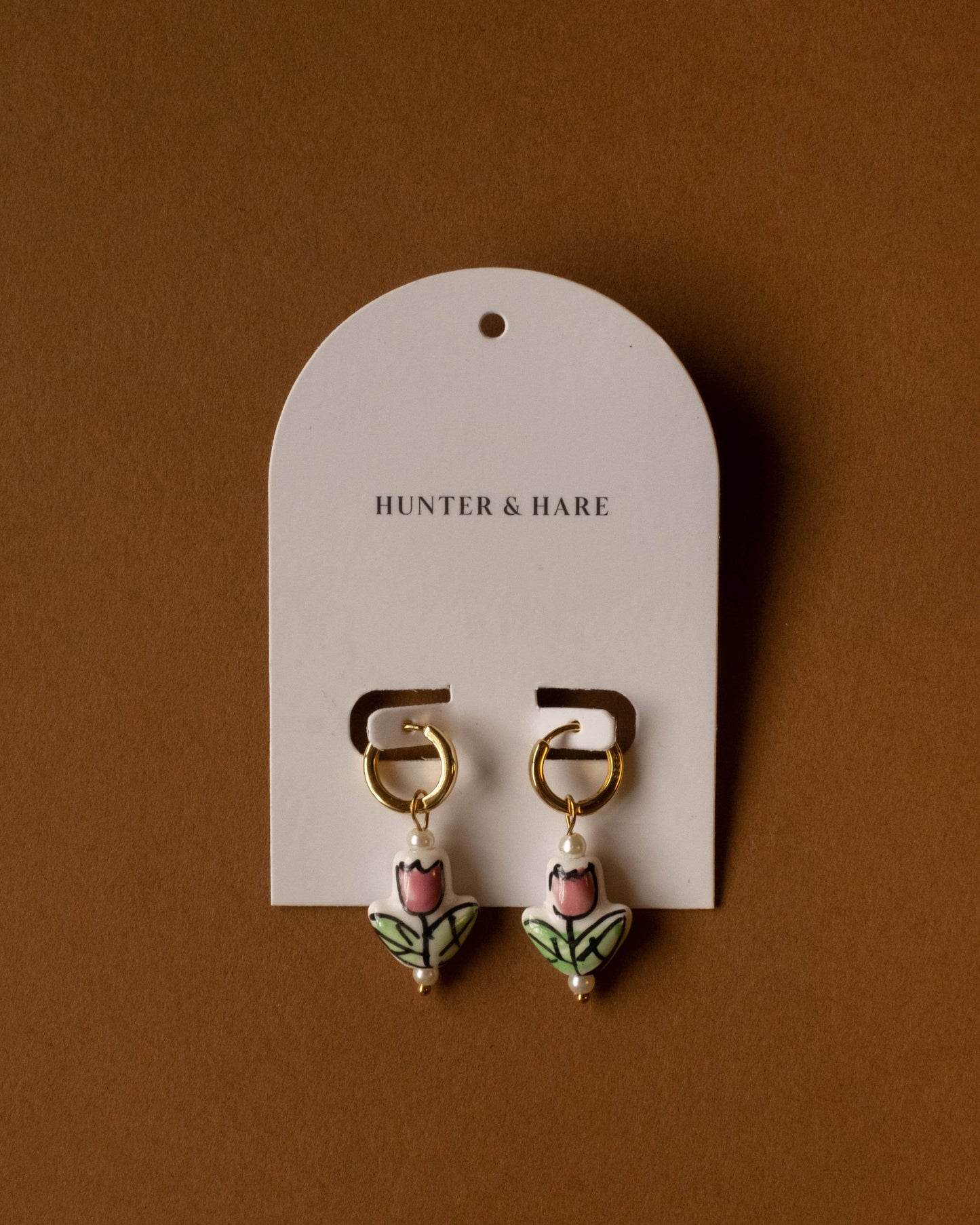 Tulip Charm - Huggie Earrings