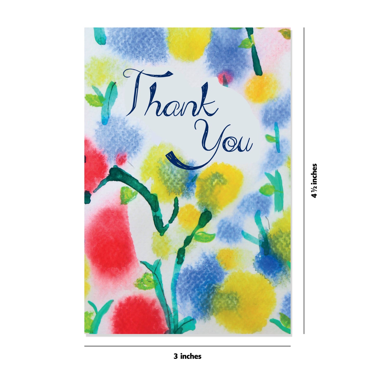 16 Thank You Cards Watercolor Flowers