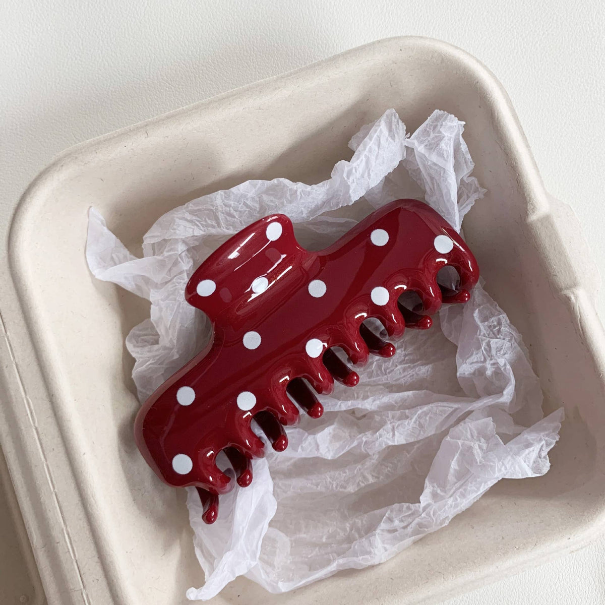 Polka Dot Rectangle - Hair Claw Clip