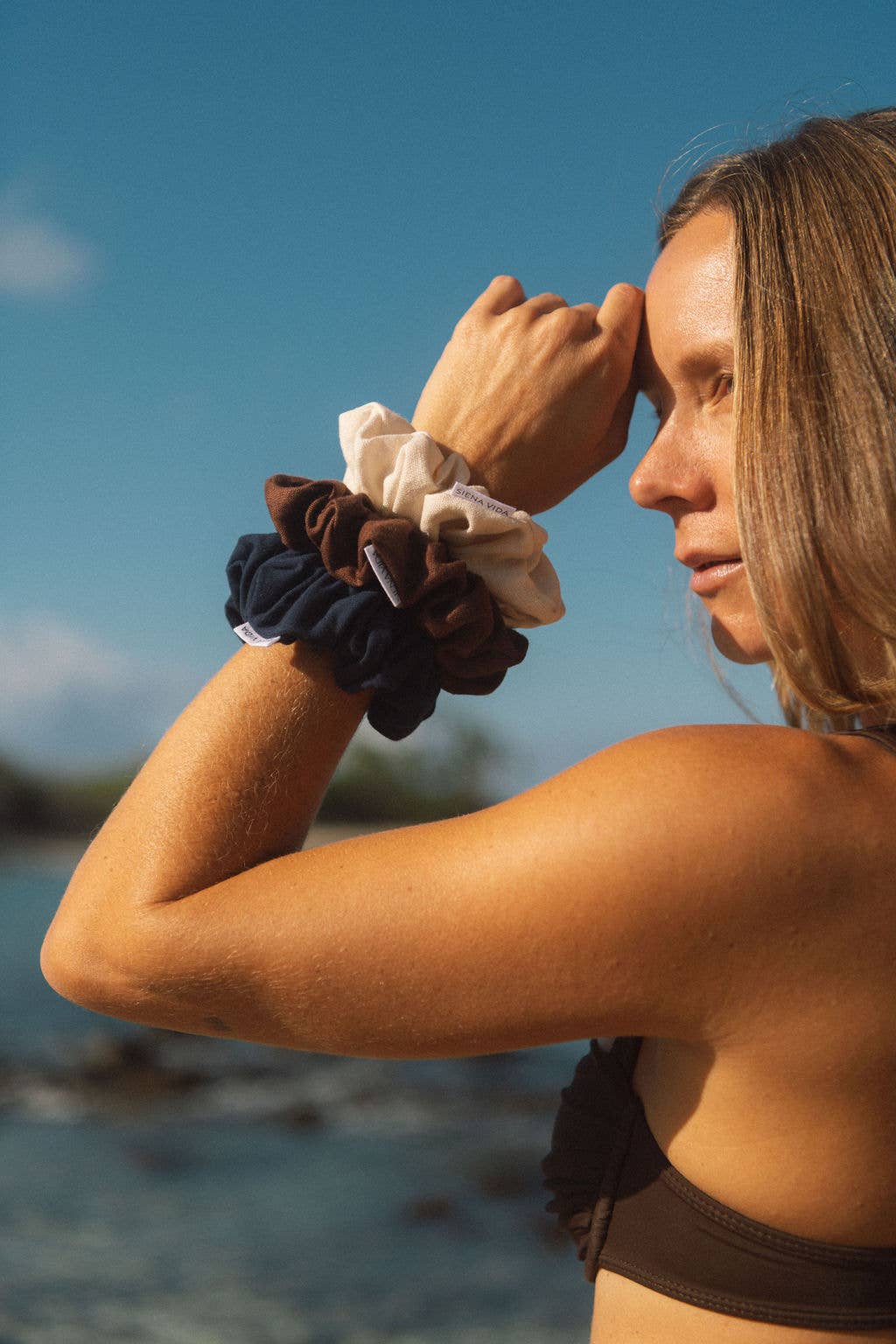Chestnut Linen Scrunchie - Classic