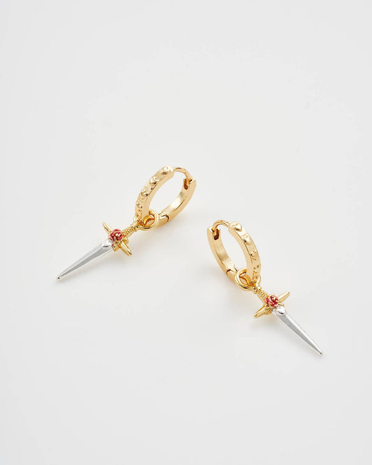 Rose Dagger - Huggie Earrings