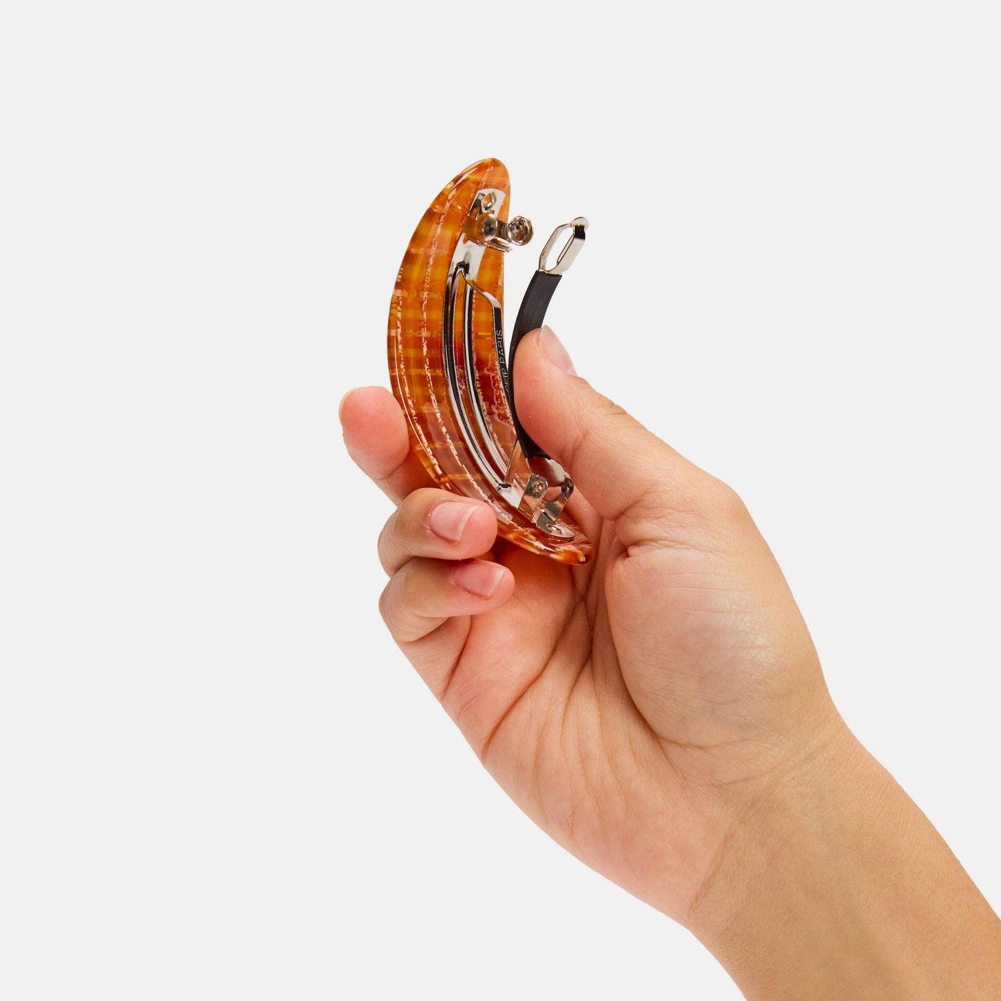 Oval Barrette in Caramel Plaid