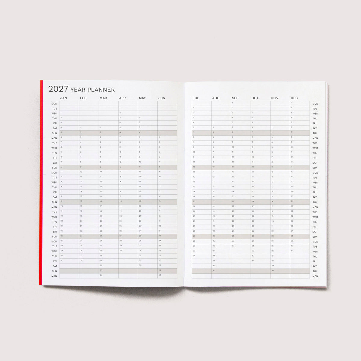 2027 Monthly Planner, Slim - Red