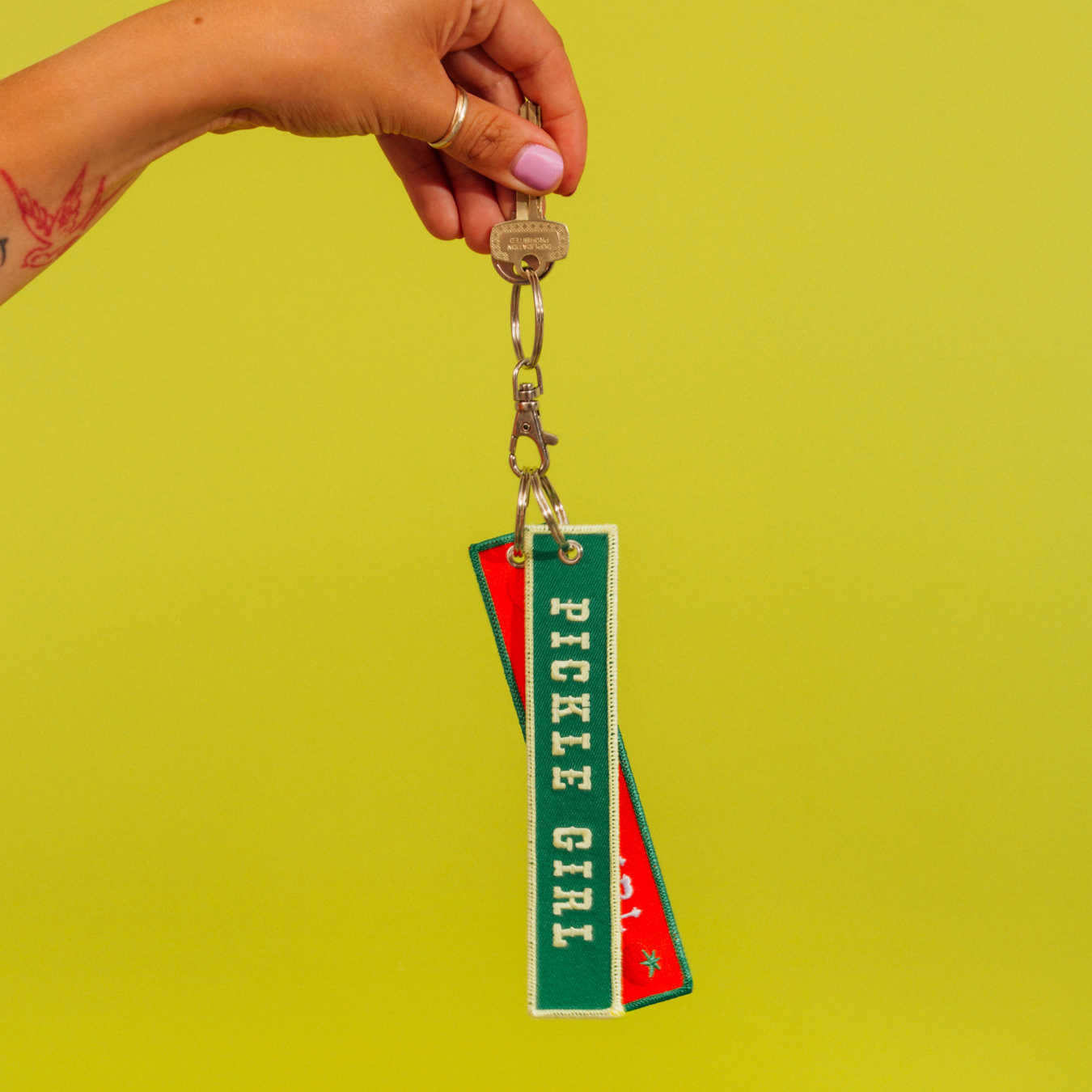 Pickle Girl - Embroidered Keychain