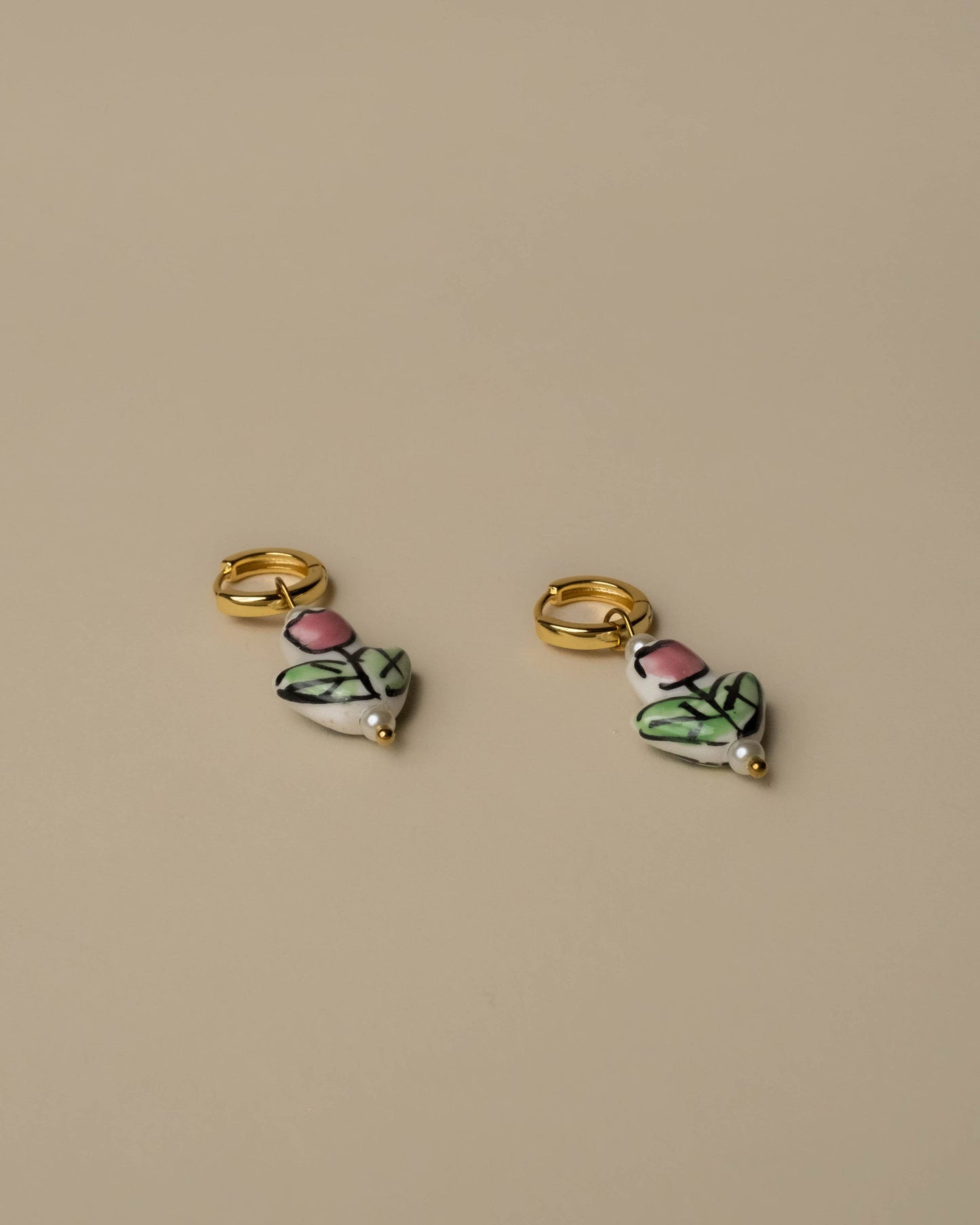 Tulip Charm - Huggie Earrings