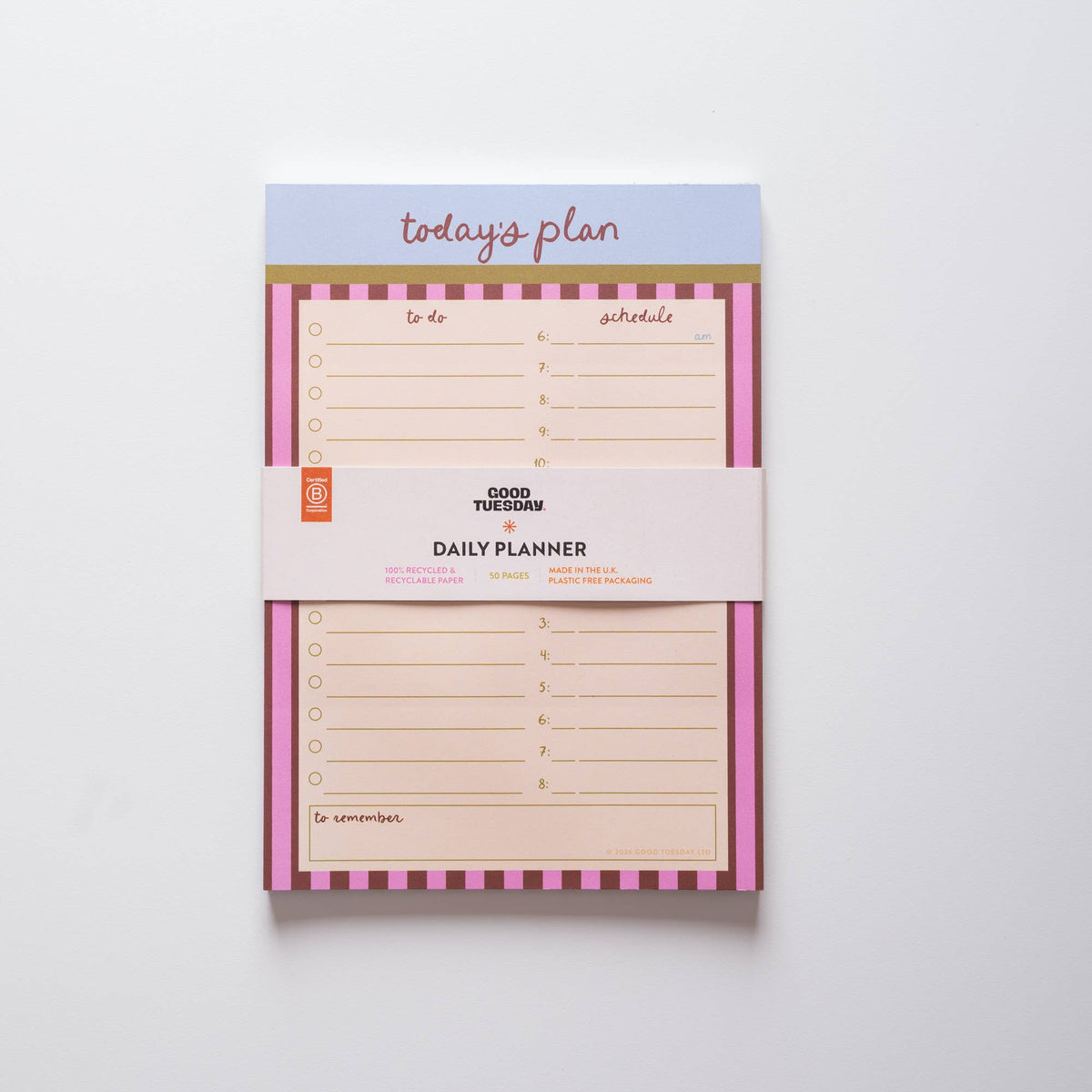 Daily Planner Pad A5 - Berry Stripe