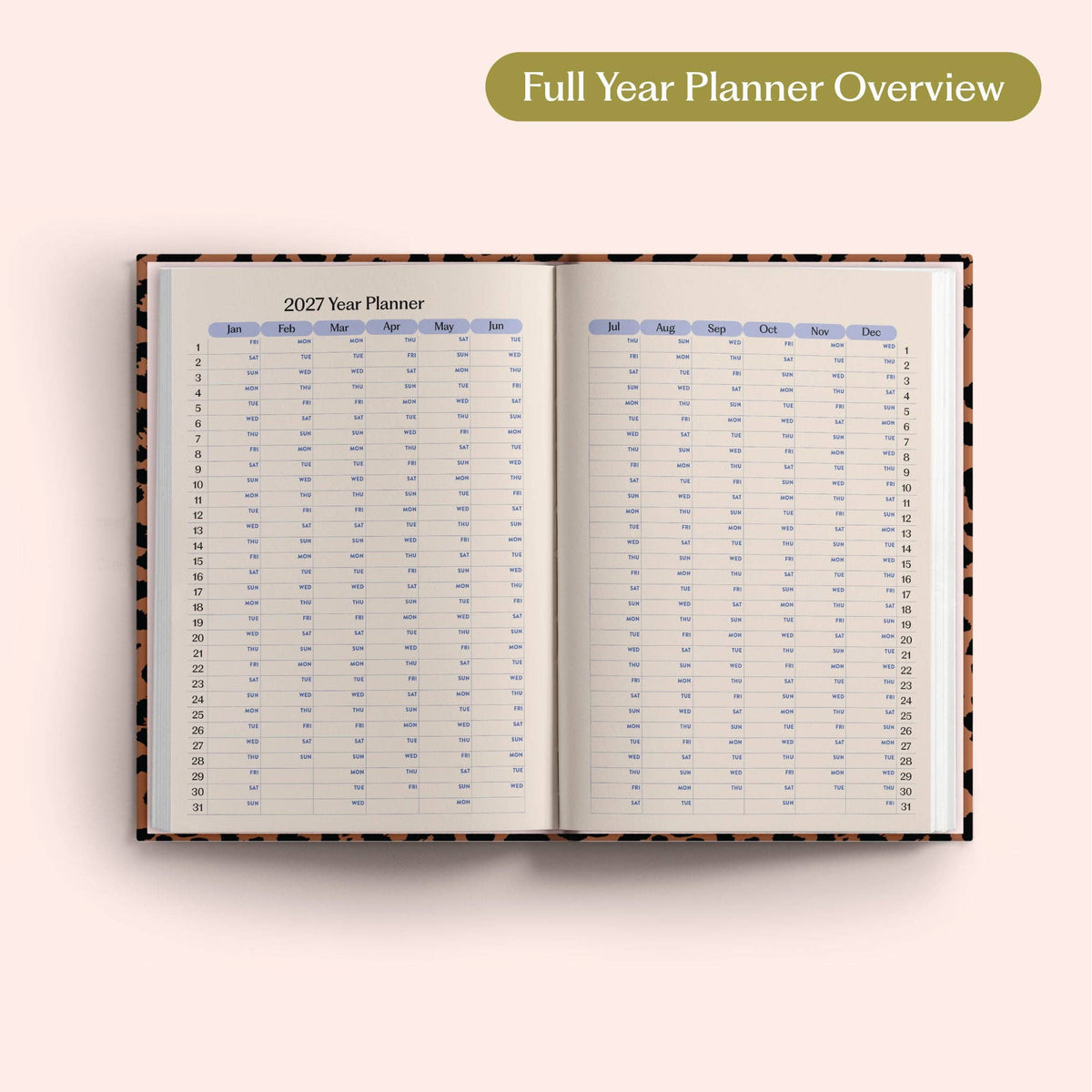 2027 Diary - A5 Hardcover Weekly, Leopard