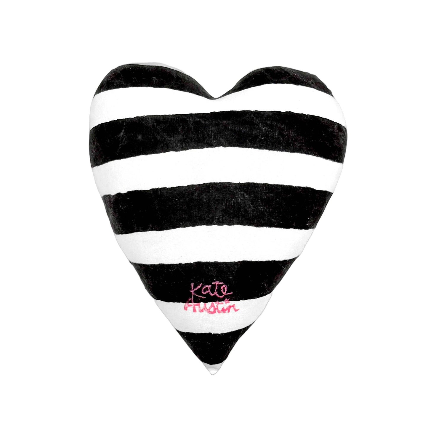 Heart Pillow in Black and White Cabana Stripe