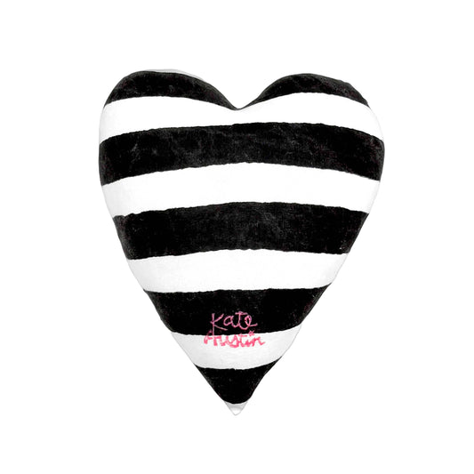 Heart Pillow in Black and White Cabana Stripe