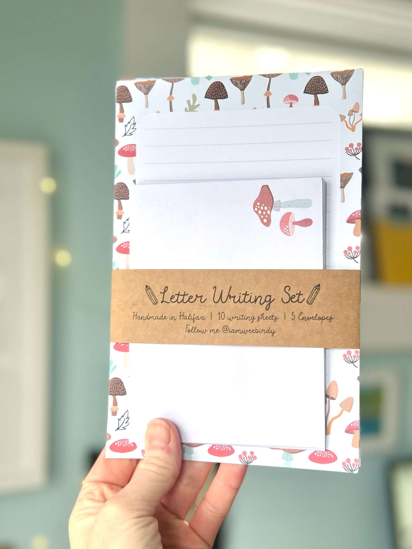 Mushroom Letter Writing Set - 10 Sheets + 5 Envelopes