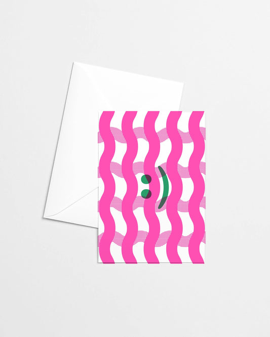 Happy Face - Risograph Greeting Card