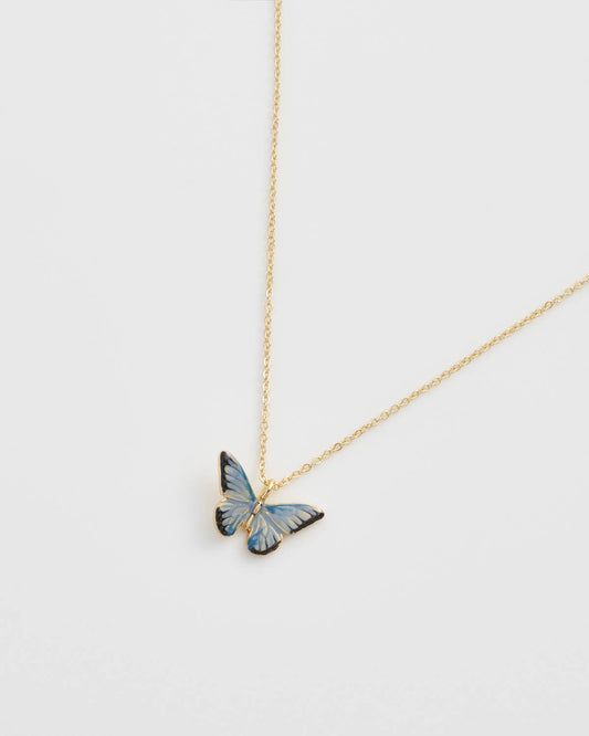 Enamel Blue Butterfly - Necklace