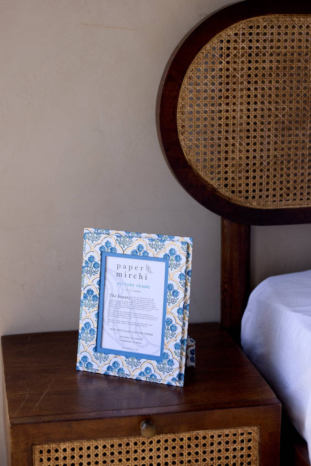 Block Printed Picture Frame - Trellis Indigo