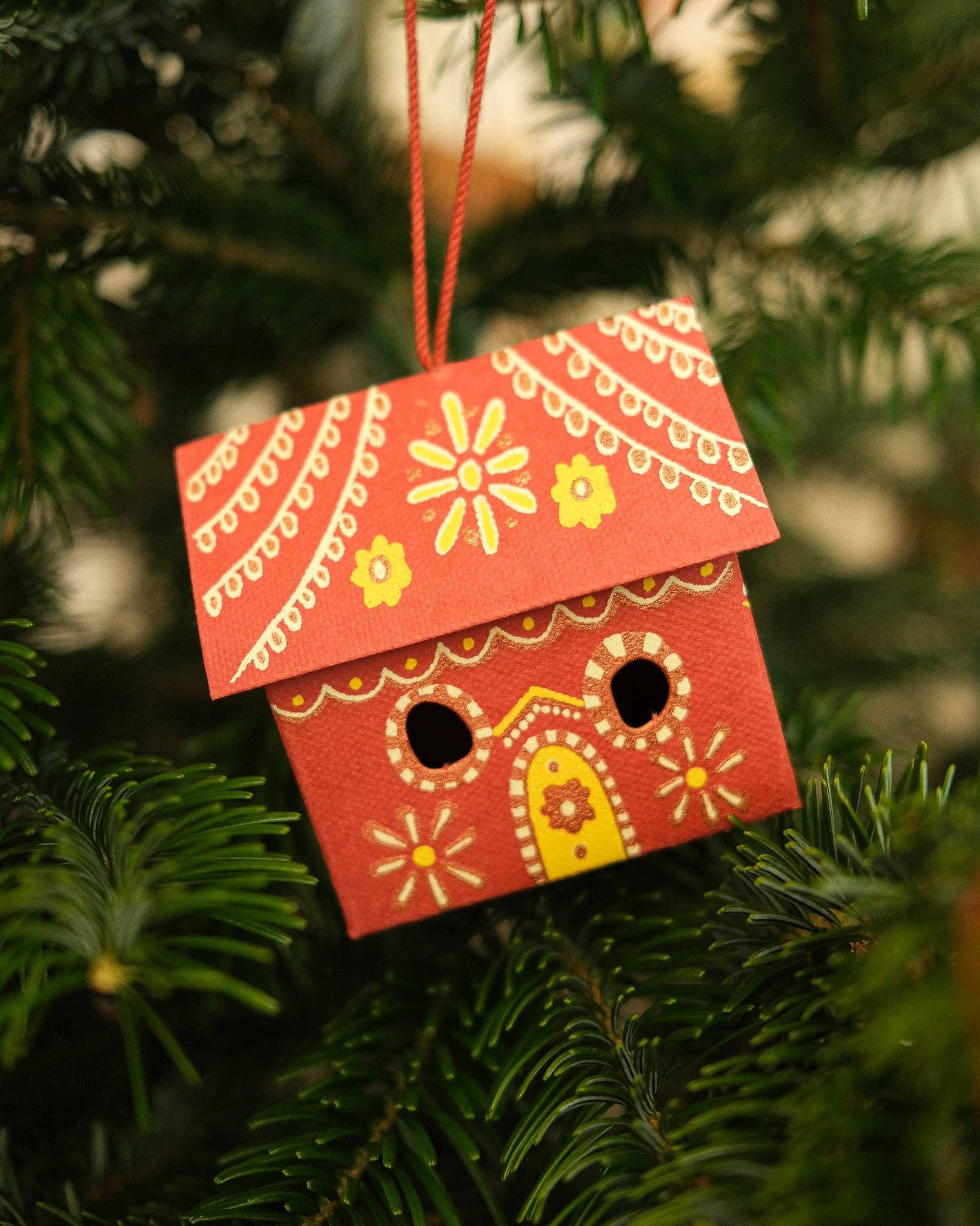 Gingerbread House Screen-Printed Board Ornament