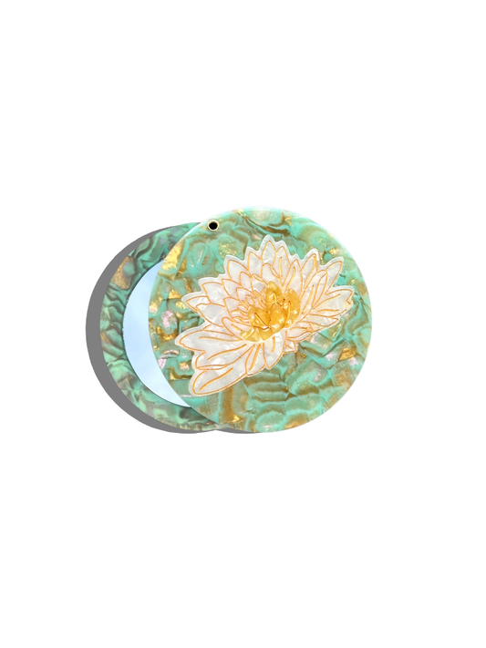 Hand-Painted Waterlily Compact Mirror