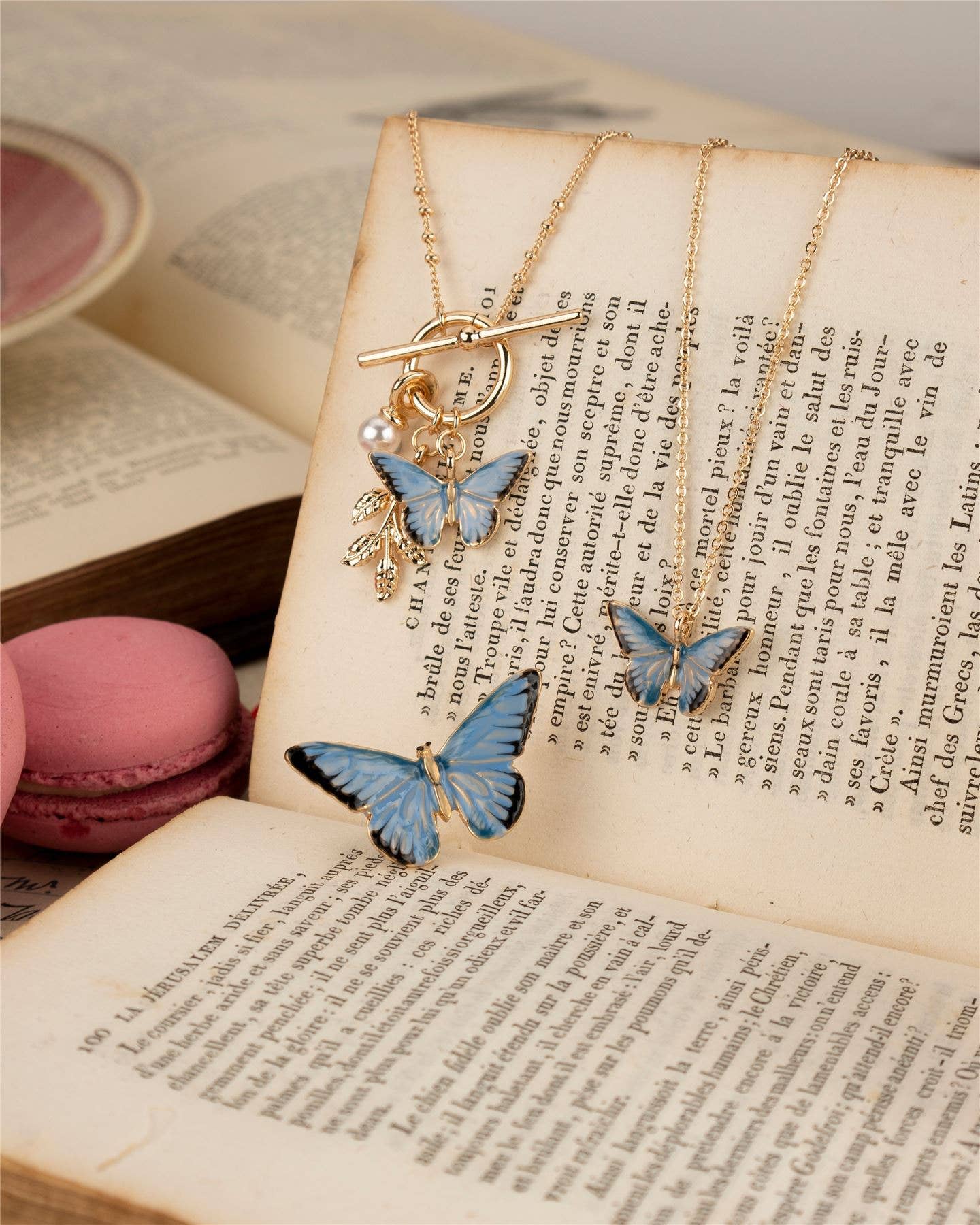 Enamel Blue Butterfly - Necklace