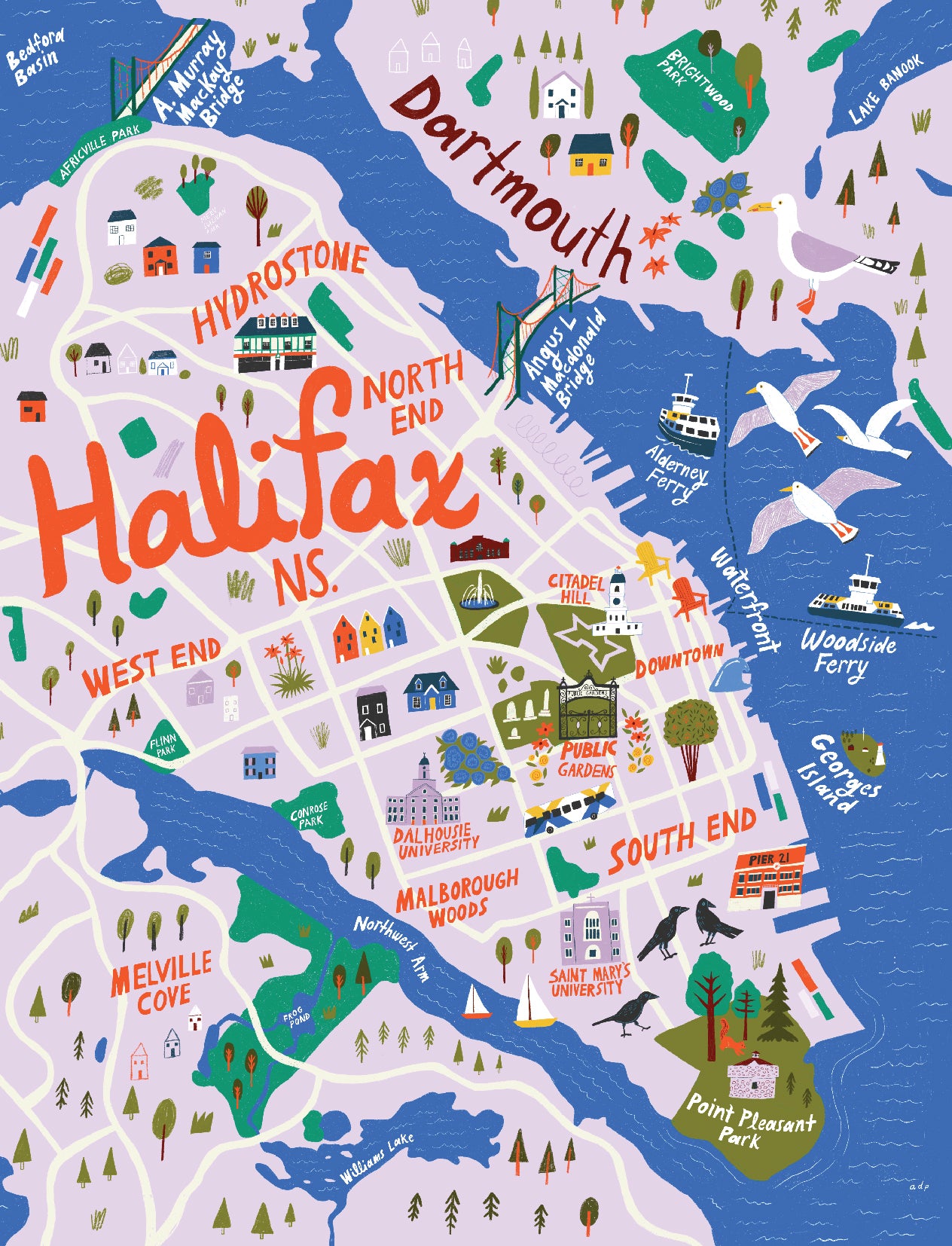 Map of Halifax - Postcard