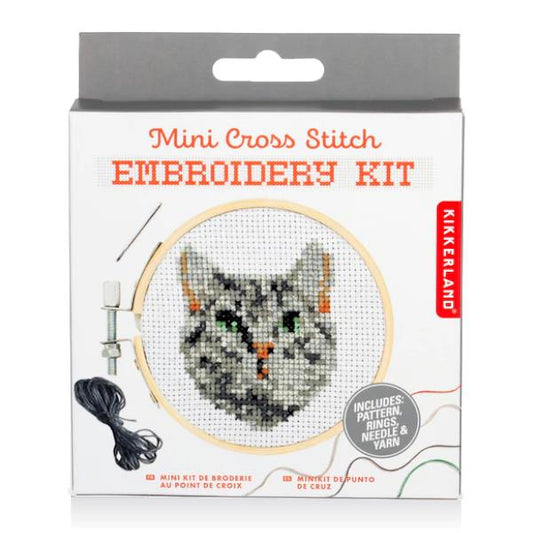 Mini Cross Stitch Embroidery Kit - Cat